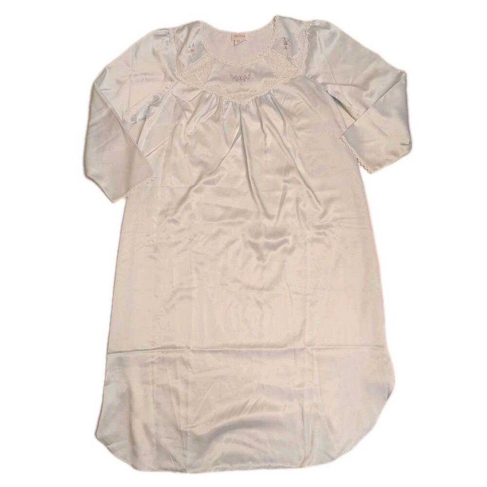 EUC Barbizon Vtg Lace Trim Sz Lrg Retro Nightgown Embroidered Grannycore Cottage